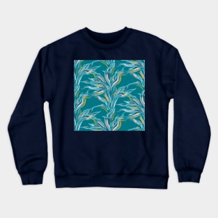 Teal Funky Leaves Crewneck Sweatshirt